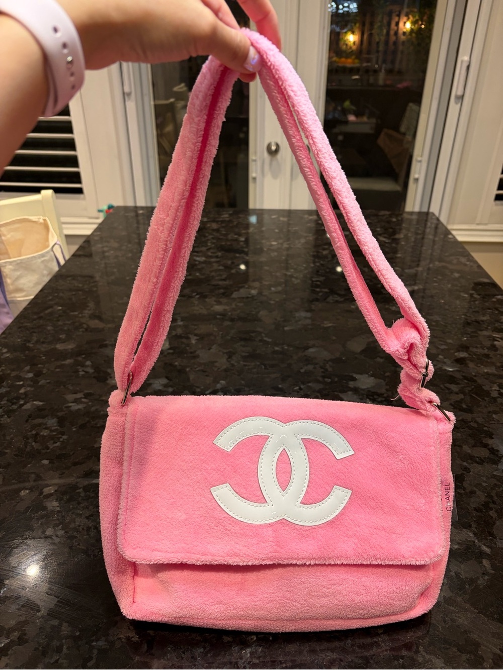 Chanel Precision Velour
Plush Pink Crossbody Bag